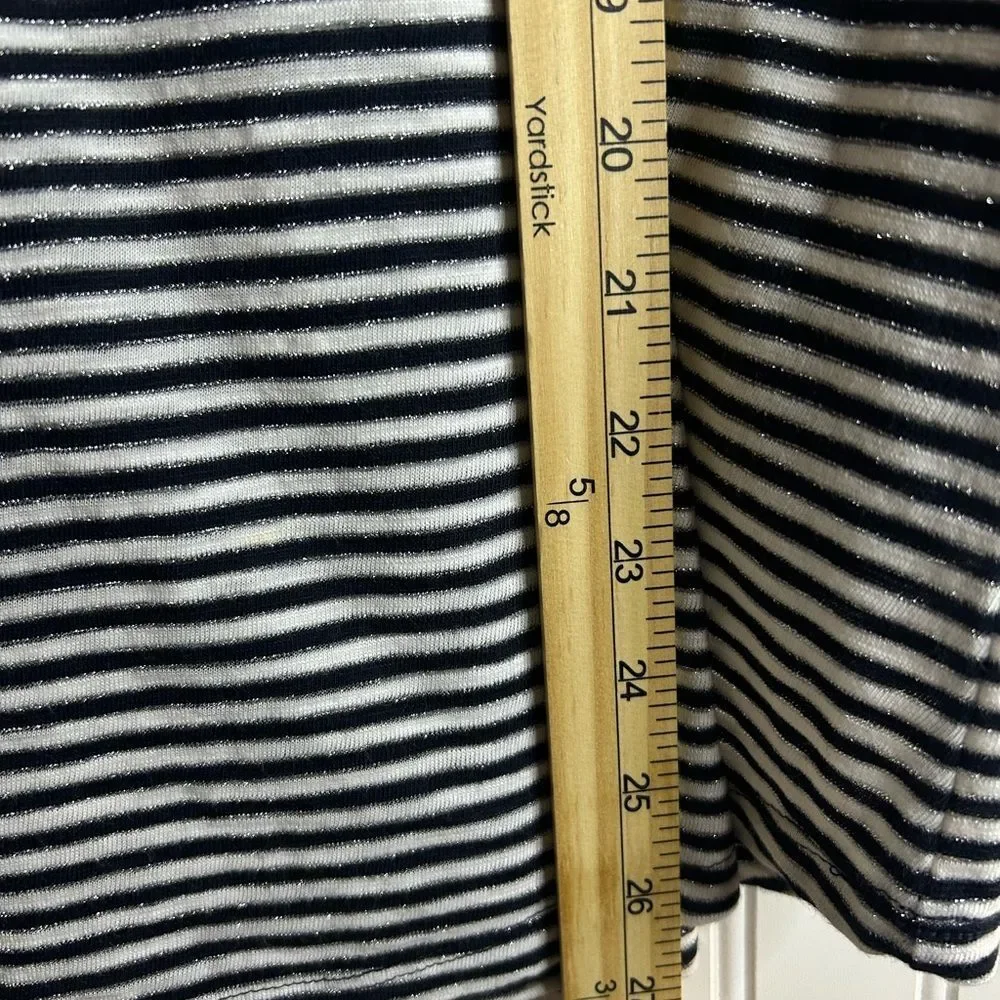 Chico's women Black and White Striped Top with Metallic Accents.cotton modal .